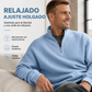 Sudadera para hombre con textura de gofre, cuello semicientral y corte holgado
