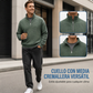 Sudadera para hombre con textura de gofre, cuello semicientral y corte holgado