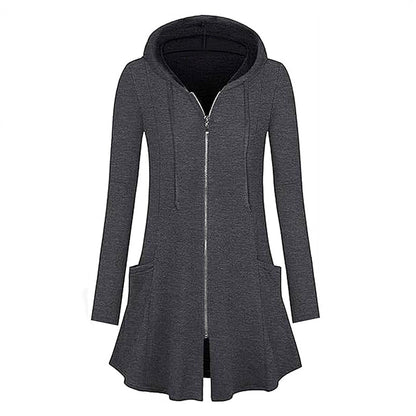Chaqueta con capucha y cremallera de media longitud para mujer