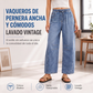 Pantalones vaqueros anchos de corte relajado casuales para mujer