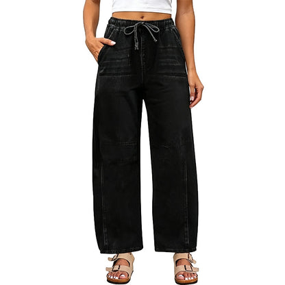 Pantalones vaqueros anchos de corte relajado casuales para mujer