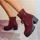 ⏰🔥 ¡OFERTA 50% OFF! 👢✨ Botines de Tobillo con Cordones y Cremallera para Mujer – Tacón Grueso, Cómodos, Estables y Elegantes