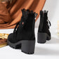 ⏰🔥 ¡OFERTA 50% OFF! 👢✨ Botines de Tobillo con Cordones y Cremallera para Mujer – Tacón Grueso, Cómodos, Estables y Elegantes