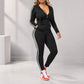 ⏰🔥 ¡OFERTA 50% OFF! 🏃‍♀️✨ Conjunto Deportivo de Sudadera con Capucha y Pantalón a Rayas para Mujer – Cómodo, Ajustado y Estiliza tu Figura