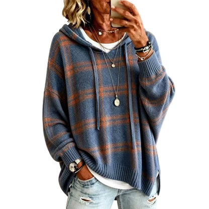 ⏰🔥 ¡OFERTA 50% OFF! 🧶✨ Jersey de Punto con Capucha para Mujer – Diseño Retro de Cuadros, Corte Oversize y Comodidad Suave Todo el Día