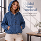⏰🔥 ¡OFERTA 50% OFF! 👕✨ Sudadera con Capucha de Mezclilla para Mujer – Estilo Urbano Oversize, Diseño Casual y Comodidad Todo el Día