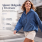 ⏰🔥 ¡OFERTA 50% OFF! 👕✨ Sudadera con Capucha de Mezclilla para Mujer – Estilo Urbano Oversize, Diseño Casual y Comodidad Todo el Día