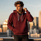 Sudadera con capucha de pana con media cremallera para hombre, estilo casual