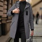 Gabardina cortavientos con capucha de longitud media para hombre