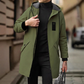 Gabardina cortavientos con capucha de longitud media para hombre