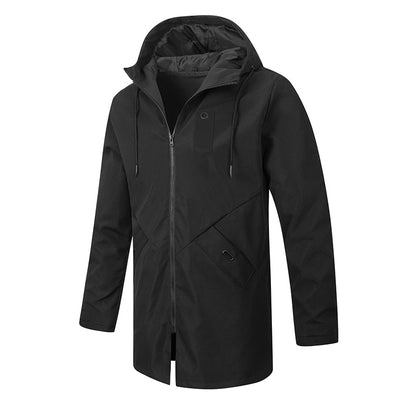 Gabardina cortavientos con capucha de longitud media para hombre