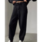 Conjunto deportivo casual de 2 piezas para mujer: Top con cuello de solapa y media cremallera y pantalones jogger a juego