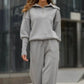 Conjunto deportivo casual de 2 piezas para mujer: Top con cuello de solapa y media cremallera y pantalones jogger a juego