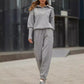 Conjunto deportivo casual de 2 piezas para mujer: Top con cuello de solapa y media cremallera y pantalones jogger a juego