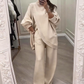🔥 ¡59% DE DESCUENTO! ¡NUEVO! Conjunto de 2 piezas para mujer: suéter asimétrico + pantalones de pierna ancha, corte holgado y tela suave, ultra cómodo 👚✨