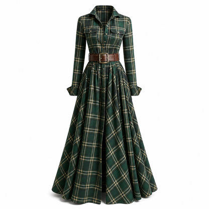 🔥 ¡50% OFF POR TIEMPO LIMITADO! 👗 Vestido Plisado de Cuadros para Mujer – Corte A Elegante, Femenino y Sofisticado ✨