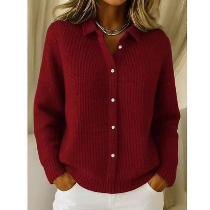⏰🔥 ¡50% OFF POR TIEMPO LIMITADO! 🧶✨ Cárdigan de Punto para Mujer – Cuello de Solapa, Textura Elegante y Comodidad Suave para Todo el Día