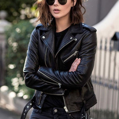 ⏰🔥 ¡50% OFF POR TIEMPO LIMITADO! 🧥✨ Chaqueta Moto de Cuero PU para Mujer – Corte Slim, Diseño Corto y Estilo Urbano con Actitud