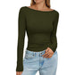 ⏰🔥 ¡OFERTA 50% OFF! 👚✨ Top de Punto Canelado para Mujer – Cuello Barco Elegante, Corte Favorecedor y Comodidad Todo el Día