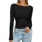 ⏰🔥 ¡OFERTA 50% OFF! 👚✨ Top de Punto Canelado para Mujer – Cuello Barco Elegante, Corte Favorecedor y Comodidad Todo el Día