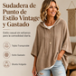 ⏰🔥 ¡50% OFF POR TIEMPO LIMITADO! 🧥✨ Sudadera con Capucha de Punto Vintage para Mujer – Diseño Desgastado, Tejido Suave y Estilo Casual Sofisticado