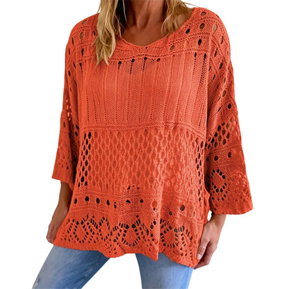 ⏰🔥 ¡50% OFF POR TIEMPO LIMITADO! 🧶✨ Jersey de Punto Calado para Mujer – Diseño Oversize, Tejido Transpirable y Estilo Bohemio Elegante