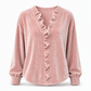 ⏰🔥 ¡50% OFF POR TIEMPO LIMITADO! 👚✨ Blusa Elegante de Terciopelo con Volantes para Mujer – Estilo Vintage, Tejido Suave y Diseño Sofisticado
