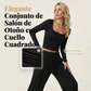 Conjunto para mujer de top de cuello cuadrado y pantalones de pierna ancha
