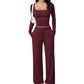 Conjunto para mujer de top de cuello cuadrado y pantalones de pierna ancha