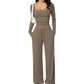 Conjunto para mujer de top de cuello cuadrado y pantalones de pierna ancha
