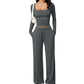 Conjunto para mujer de top de cuello cuadrado y pantalones de pierna ancha