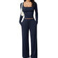 Conjunto para mujer de top de cuello cuadrado y pantalones de pierna ancha