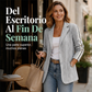 Blazer de punto trenzado para mujer con raya lateral