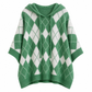 Jersey de punto con capucha a cuadros informal para mujer