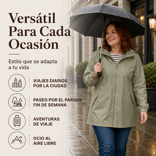 Chaqueta de exterior impermeable con capucha para mujer