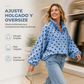 ⏰🔥 ¡50% OFF POR TIEMPO LIMITADO! 🧥 Cazadora de Lunares con Mangas de Farol para Mujer – Estilo Retro, Corte Oversize y Elegancia Moderna