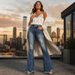 ⏰🔥 ¡50% OFF POR TIEMPO LIMITADO! 👖 Vaqueros Acampanados de Talle Alto para Mujer – Efecto Moldeador, Detalles de Abalorios y Estilo Retro Moderno