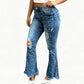 ⏰🔥 ¡50% OFF POR TIEMPO LIMITADO! 👖 Vaqueros Acampanados de Talle Alto para Mujer – Efecto Moldeador, Detalles de Abalorios y Estilo Retro Moderno