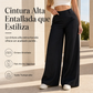 Pantalones de sastre casuales de mujer, de talle alto, pierna ancha y caída fluida