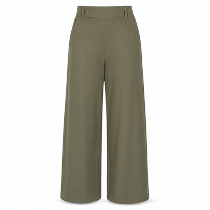 Pantalones de sastre casuales de mujer, de talle alto, pierna ancha y caída fluida