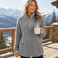 Sudadera de felpa con media cremallera y bolsillos para mujer