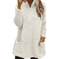 Sudadera de felpa con media cremallera y bolsillos para mujer