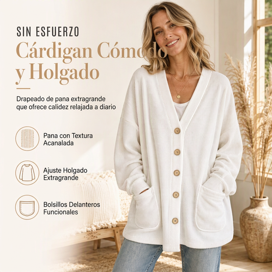 ⏰🔥 ¡50% OFF POR TIEMPO LIMITADO! 🧥 Cárdigan de Pana Oversize para Mujer con Cuello en V – Estilo Vintage, Comodidad Acogedora y Look Otoñal ✨