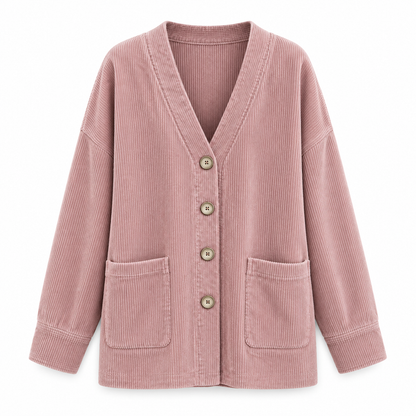 ⏰🔥 ¡50% OFF POR TIEMPO LIMITADO! 🧥 Cárdigan de Pana Oversize para Mujer con Cuello en V – Estilo Vintage, Comodidad Acogedora y Look Otoñal ✨