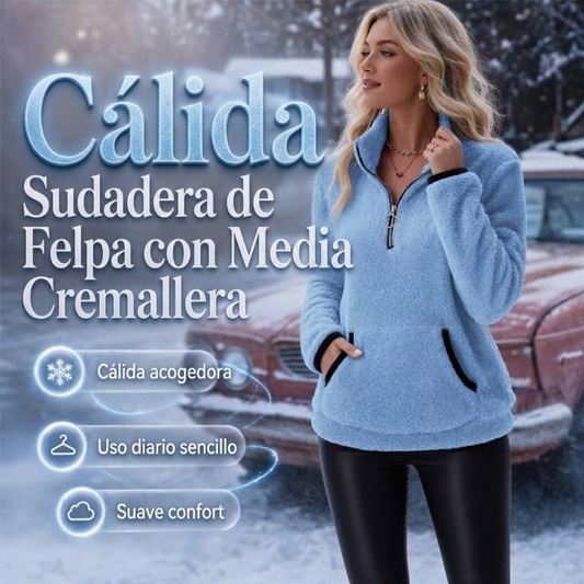 ⏰🔥 ¡50% OFF POR TIEMPO LIMITADO! 🧥✨ Sudadera de Felpa con Media Cremallera para Mujer – Forro Cálido, Comodidad Suave y Estilo Casual para Todo el Día ☁️💕