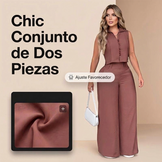 ⏰🔥 ¡50% OFF POR TIEMPO LIMITADO! 👗 Conjunto de 2 Piezas para Mujer – Top sin Mangas y Pantalón de Pierna Ancha, Elegante, Fresco y Fácil de Combinar ✨