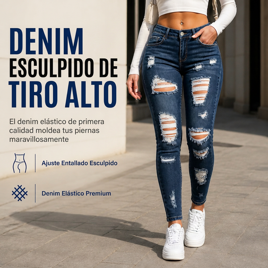 ⏰🔥 ¡50% OFF POR TIEMPO LIMITADO! 👖 Vaqueros de Talle Alto para Mujer – Alta Elasticidad, Ajuste Esculpido y Estilo Desgastado ✨