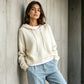 Jersey de punto con capucha informal para mujer