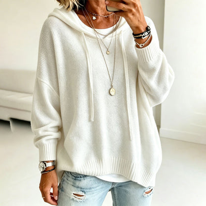 Jersey de punto con capucha informal para mujer