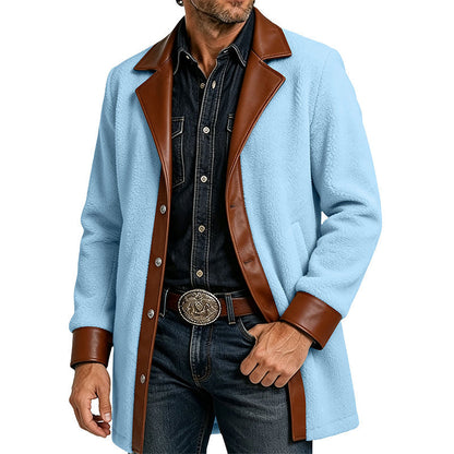 🧥🔥 ¡50% OFF POR TIEMPO LIMITADO! Cazadora Larga de Lana para Hombre – Cálida, Cómoda, Cuello de Contraste y Estilo Smart Casual ✨